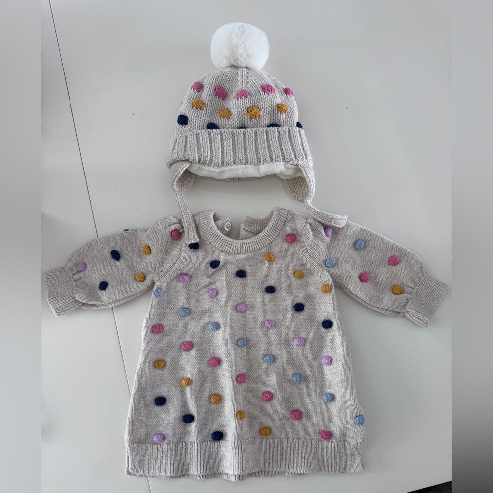 GAP Baby Cream Knit Sweater with Multicolor Dots